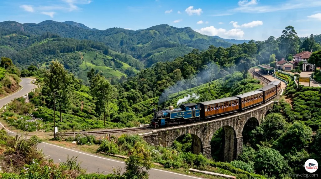 Beautiful landscape view of the Nilgiri Mountain Railway journey