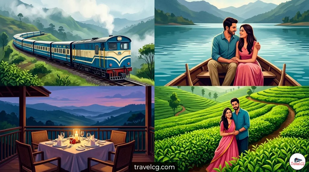 only alt text
Four scenes showing Ooty honeymoon activities