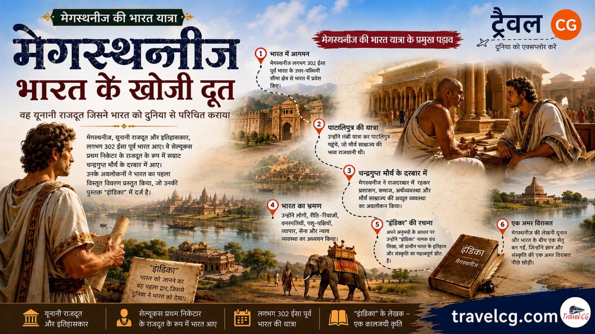 मेगस्थनीज की भारत यात्रा – सम्पूर्ण यात्रा वृत्तांत, ऐतिहासिक पृष्ठभूमि, मार्ग, अनुभव और Indica का विस्तृत&nbsp;अध्ययन