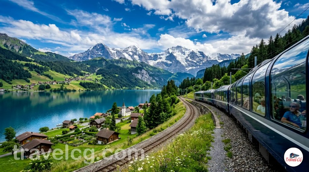 Scenic Train Journey in Switzerland