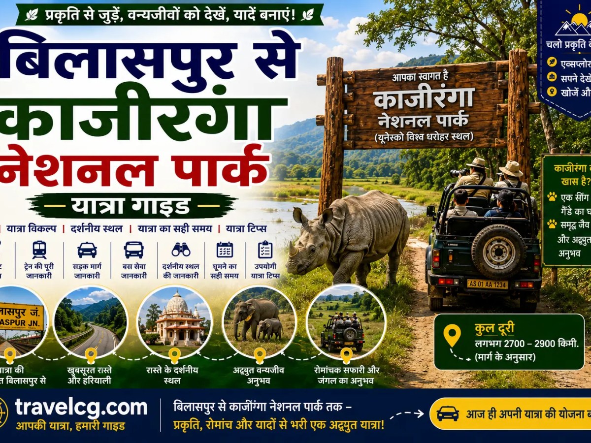 बिलासपुर से काज़ीरंगा राष्ट्रीय उद्यान यात्रा&nbsp;गाइड